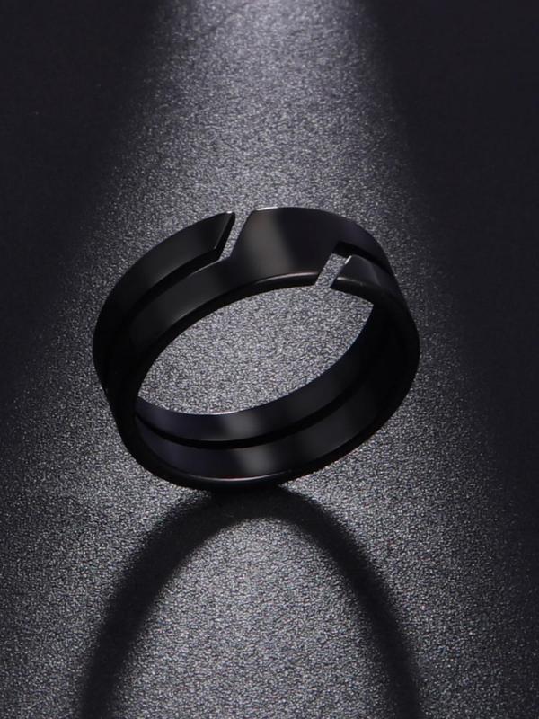 Fashion Simple Stainless Steel Striped Decor Couple Ring, Engagement Anniversary Birthday Jewelry Gift for Men and Women, Classic Fashion Accessories for Daily Wear