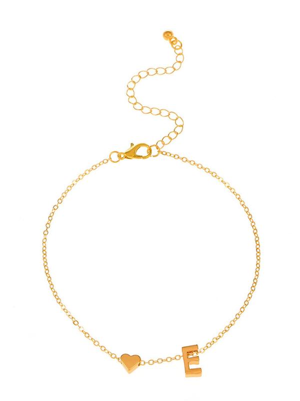 Heart & Letter Design Decorate Link Bracelet, Casual Simple Temperament Bracelet for Women Girls, Fashion Accessory, Suitable for Parties and Daily Life