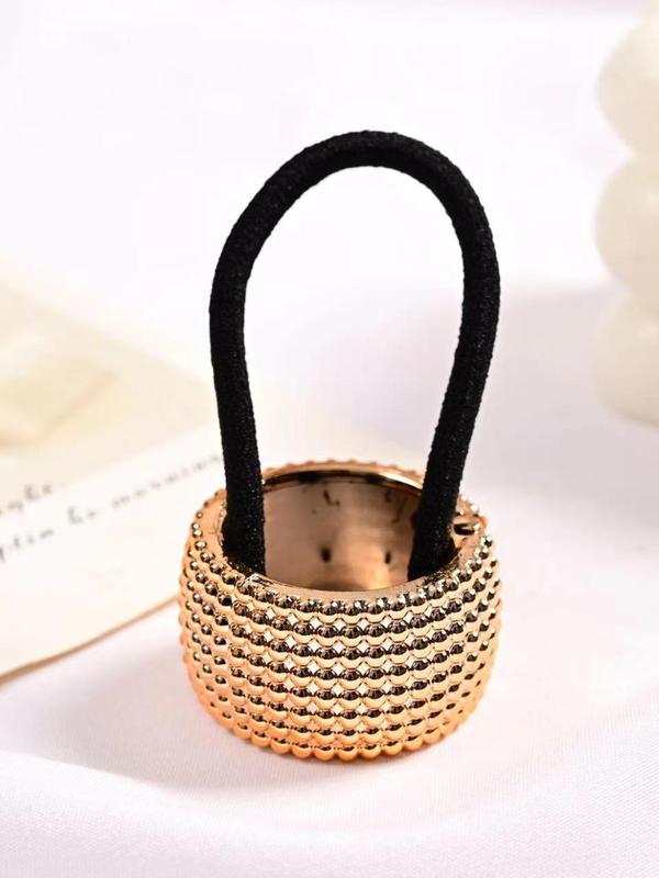 Simple Solid Color Hair Tie with Ponytail Buckle, Fashionable Hair Accessories for Women & Girls, Minimalist Headwear Suitable for Thick Hair