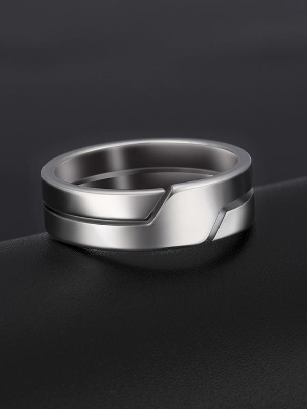 Fashion Simple Stainless Steel Striped Decor Couple Ring, Engagement Anniversary Birthday Jewelry Gift for Men and Women, Classic Fashion Accessories for Daily Wear