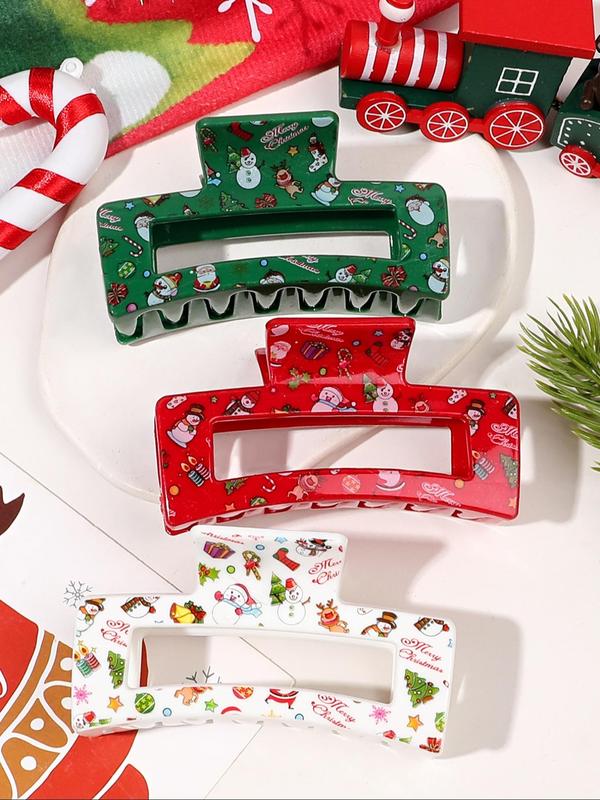 Cute Christmas Themed Hair Claws, Lovely Hair Accessories for Women & Girls, Minimalist Headwear Suitable for Thick Hair