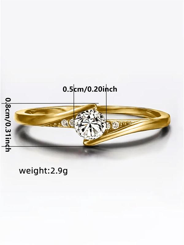Women's Simple Rhinestone Decorated Promise Ring,  Fashionable Wedding Engagement Bridal Jewelry As Gift, Sparkly Accessory
