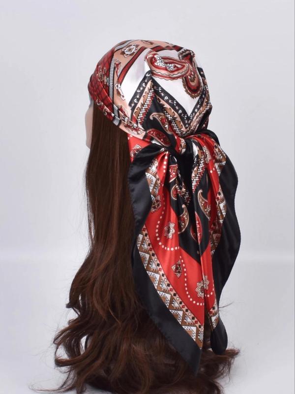 Paisley Print Bandana Scarf, Boho Style Scarf Print Square Scarf, Vintage Style Shawl, Fashionable Clothes Accessories for Women & Men for All Season