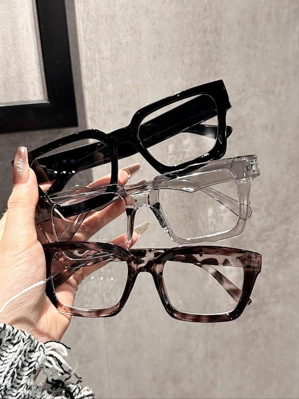 Unisex Simple Style Plain Color Square Frame Eyeglasses, Trendy Casual Eyeglasses for Everyday Use, Fashion Accessories for Outdoor Activities