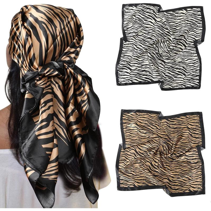 Large Satin Square Head Scarf - 2count Silk Like Head Scarves Square Satin Hair Scarf  for Women