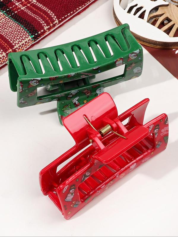 Cute Christmas Themed Hair Claws, Lovely Hair Accessories for Women & Girls, Minimalist Headwear Suitable for Thick Hair