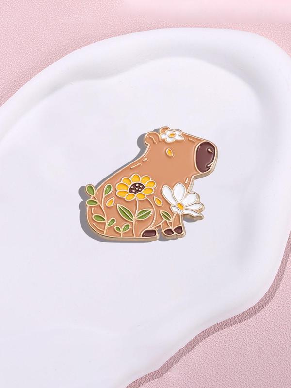 Cute Cartoon Capybara Animal Brooch Pin, Cute Animal Design Brooch, Fashion Brooch for Daily Clothing Decor, Trendy All-match & Exquisite Brooch for Birthday Gift