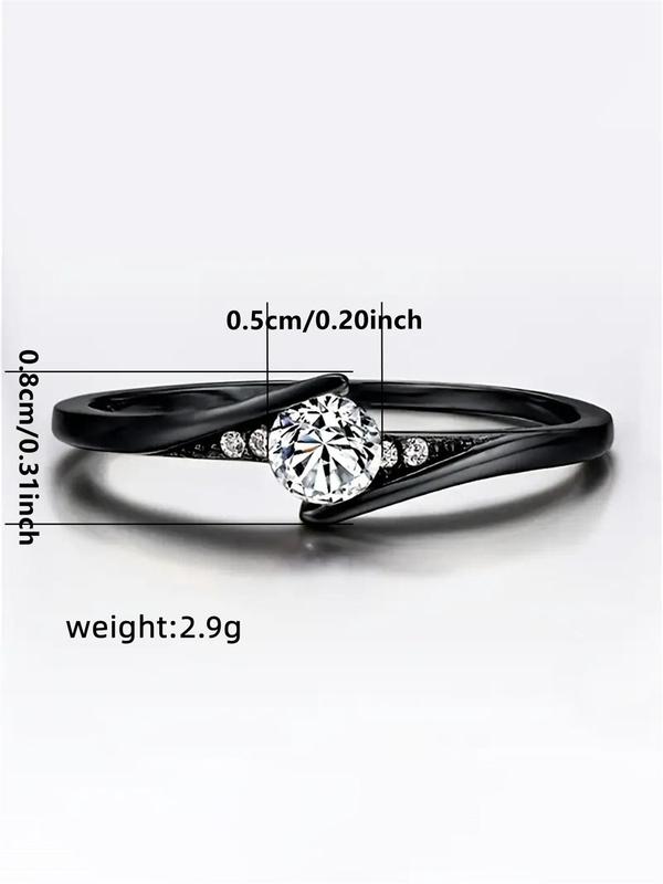Women's Simple Rhinestone Decorated Promise Ring,  Fashionable Wedding Engagement Bridal Jewelry As Gift, Sparkly Accessory