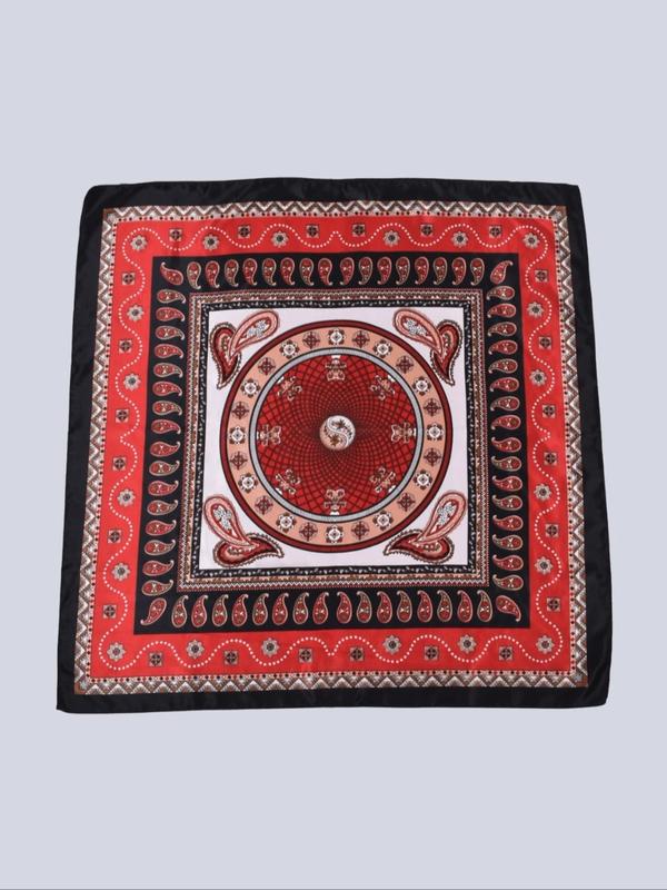 Paisley Print Bandana Scarf, Boho Style Scarf Print Square Scarf, Vintage Style Shawl, Fashionable Clothes Accessories for Women & Men for All Season