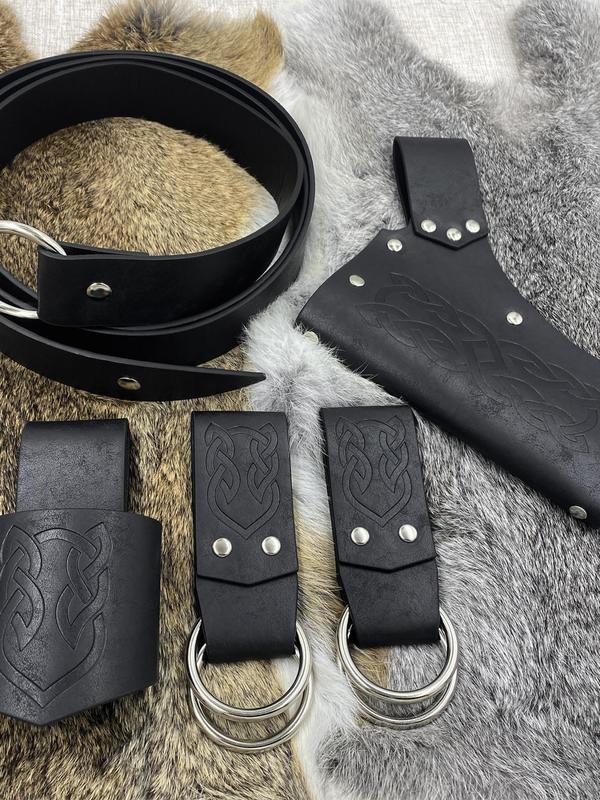 Punk Style Belt Set, Studded Decor D-ring Belt & Sword Cover Set, Fashion Accessory Set for Daily Clothing Decor, Trendy All-match & Exquisite Belt Set for Birthday Gift