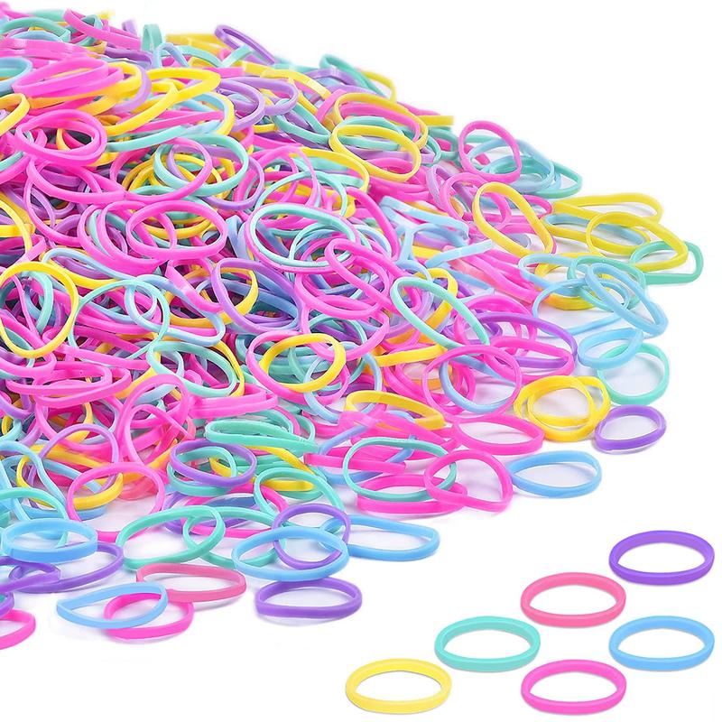Colored Rubber Hair Bands,  1500 count No- Hair Ties for ' Braids (1.3mm x 20mm)
