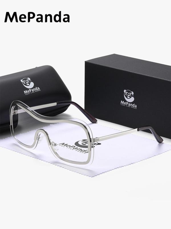 Unisex Street Style Wraparound Frame Sunglasses, Trendy All-match Sunglasses for Everyday Use, Fashion Hip Hop Accessories for Outdoor Activities with Storage Case & Cloth
