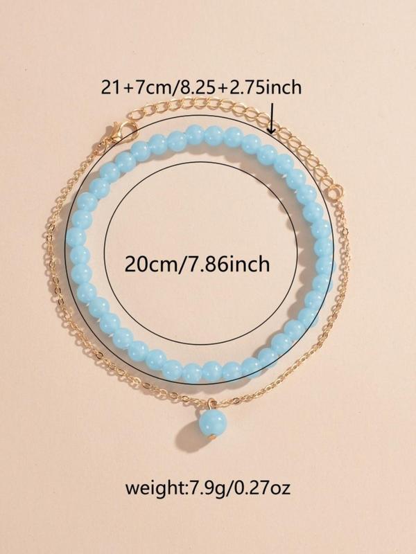 New Trend Creative Glow in the Dark Design Beaded Anklet, 2counts Jewelry for Women & Girls, Party, Daily Jewelry for Birthday Gift
