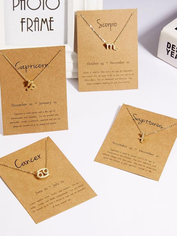 Street Style 12 Constellation Themed Charm Necklace, Casual Trendy Matching Necklaces, Fashionable Vintage Hippie Jewelry for Women & Men, Women Accessories & Mens Jewelry