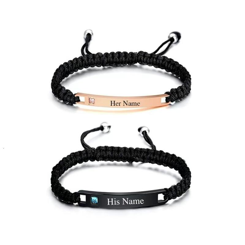 Valentines Day Gifts For Him Personalized His & Her Name Couples Bracelet Set