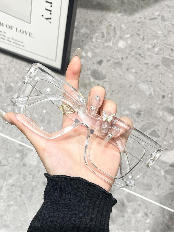Unisex Simple Style Transparent Large Eyeglasses, Trendy Casual Eyeglasses for Everyday Use, Fashion Accessories for Outdoor Activities