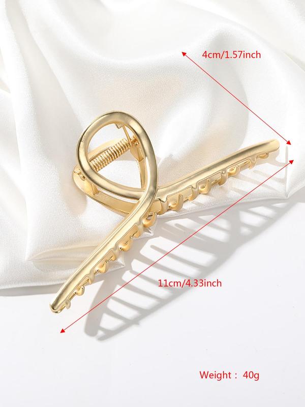 Women's Elegant Plain Zinc Alloy Hair Claw, Casual Large Size Easy Grip Back Claw, Strong Clip Suitable for Thin Hair and Thick Hair, Fashionable Hair Accessories For Women & Girls