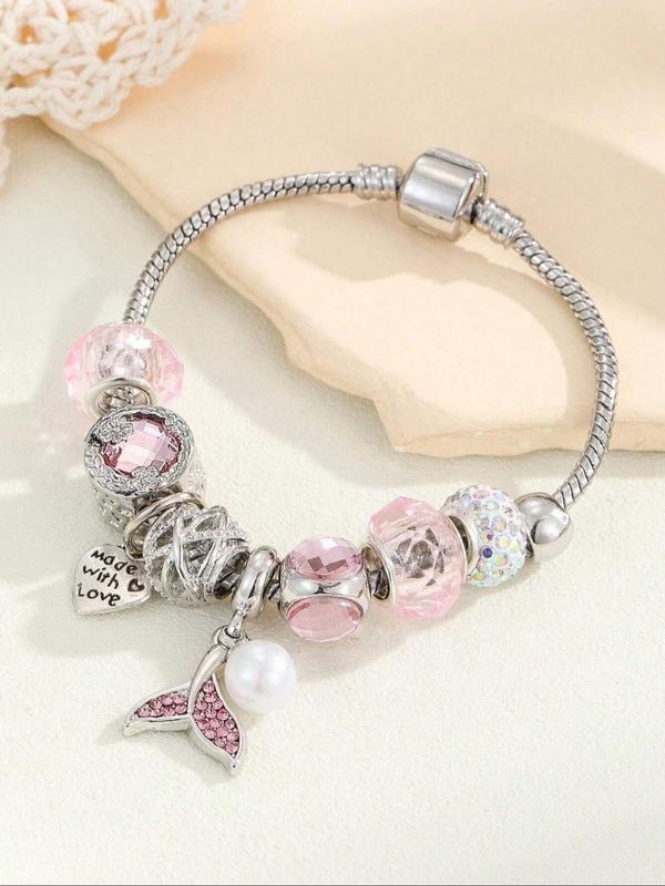 Women's Cute Flower & Rhinestone Fish Tail & Heart Design Bracelet, Fashion Jewelry for Party, Daily Decor, Trendy All-match & Exquisite Jewelry for Birthday Gift