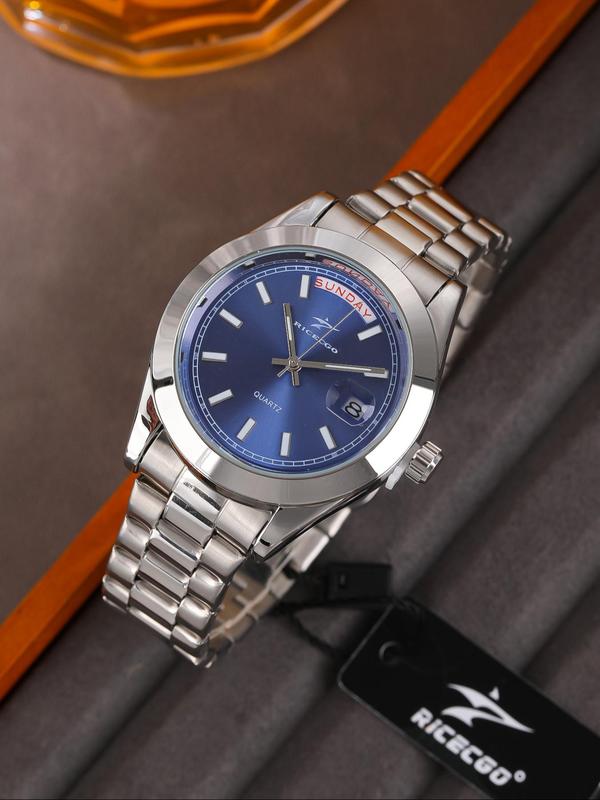 Men's Business Round Dial Quartz Watch, Fashion Wristwatch with Date Display Function As Gifts, Trendy All-match & Exquisite Accessories for Birthday Gift with Box