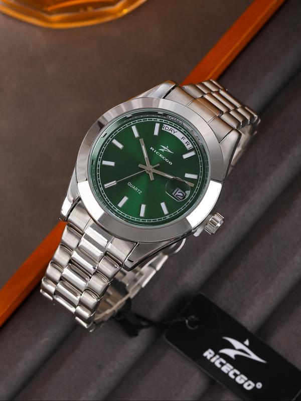 Men's Business Round Dial Quartz Watch, Fashion Wristwatch with Date Display Function As Gifts, Trendy All-match & Exquisite Accessories for Birthday Gift with Box