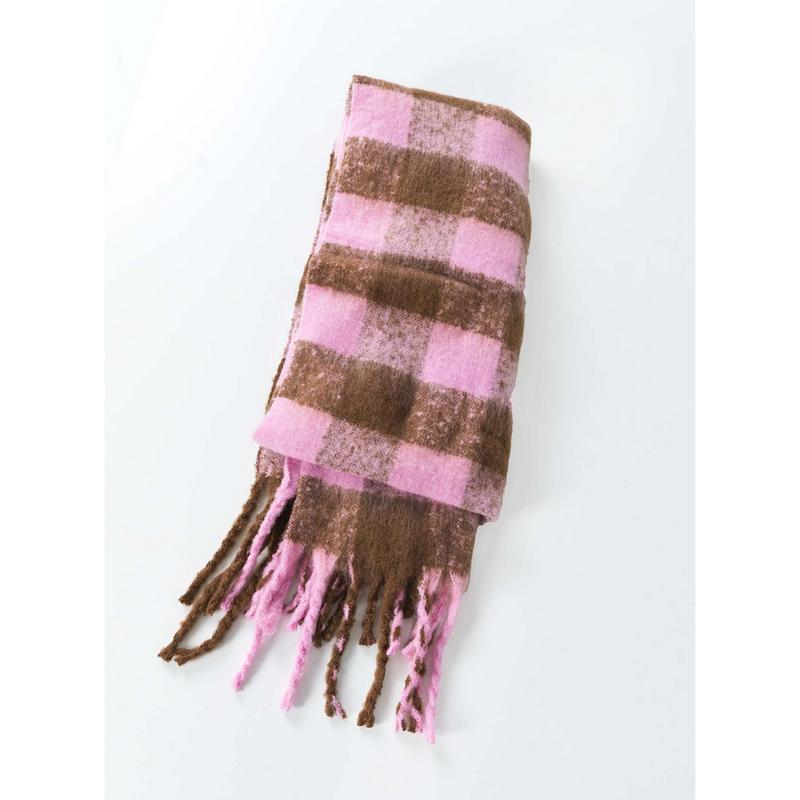 Piero Check Scarf Pink   Brown