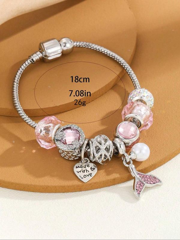 Women's Cute Flower & Rhinestone Fish Tail & Heart Design Bracelet, Fashion Jewelry for Party, Daily Decor, Trendy All-match & Exquisite Jewelry for Birthday Gift