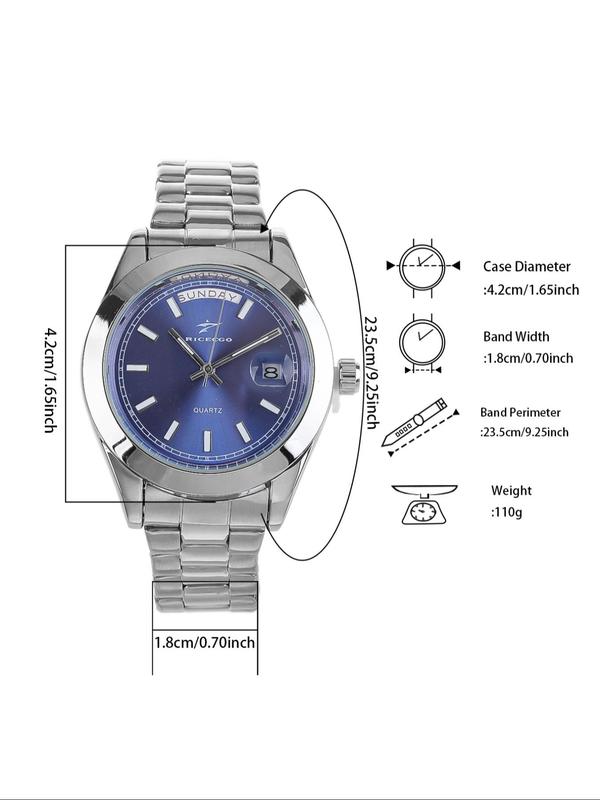 Men's Business Round Dial Quartz Watch, Fashion Wristwatch with Date Display Function As Gifts, Trendy All-match & Exquisite Accessories for Birthday Gift with Box