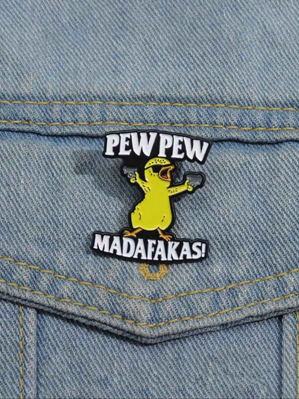 Cartoon Duck Design Letters Print Brooch, Cute Animal Shaped Brooch for Women & Men, Fashion Jewelry for Party, Daily Clothing Decor, Perfect for Gift