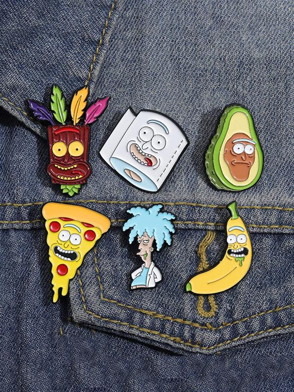 Cartoon Fruit & Character Design Brooch, Cute Enamel Pin Suitable for Backpacks, Jeans, Scarves, Hats Decoration, Fashion Accessories for Women & Men
