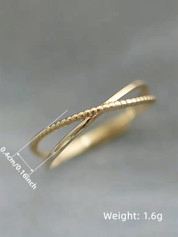 Simple Criss Cross Design Plain Copper Ring, Fashion Accessories for Women for Party, Daily Clothing Decor, Trendy All-match & Exquisite Jewelry for Gift