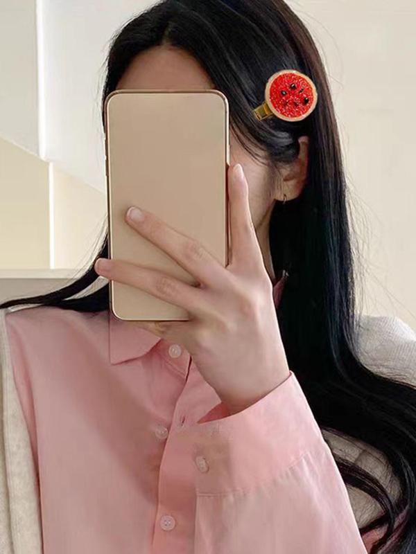 Cute Fruit Design Hair Clips, Including Pear & Watermelon & Apple & Peach & Kiwi Fruit & Dragonfruit Design, Casual and Versatile Hair Accessories for Women