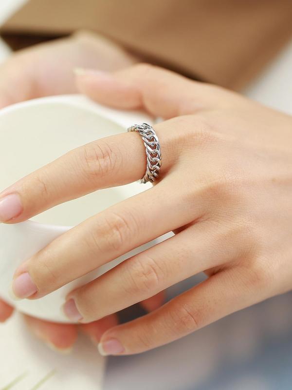 Street Style Chain Design Titanium Steel Ring,  Fashion Jewelry for Both Men & Women As Gifts, Casual All-match Accessories for Party, Daily Wear