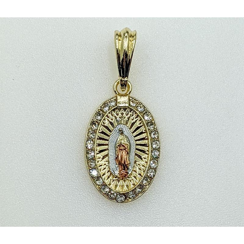 Plated Tri-Color Virgin Mary Pendant