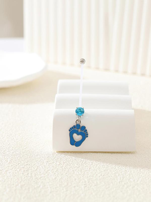 Women's Fashion Rhinestone Decorated Paw Design Belly Button Nail, Cute Trendy Belly Ring, Fashionable Body Jewelry for Women & Girls