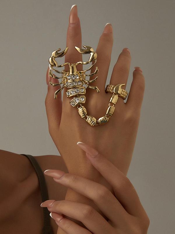 Rhinestone Decorated Scorpion Design Ring, Punk Style Jewelry for Party, Daily Clothing Decor, Trendy All-match & Exquisite Jewelry for Birthday Gift