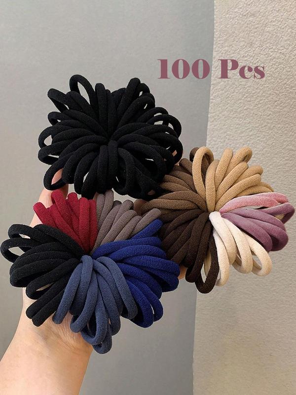 Random Color Hair Tie Set, High Stretch Hair Tie, Casual Simple Hair Accessories for Women & Girls, Minimalist Headwear Suitable for Thick Hair