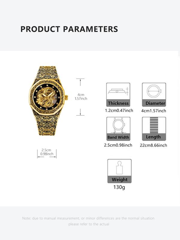 Men's Vintage Dragon Design Mechanical Watch, Fashion Luminous Watch for Party, Daily Clothing Decor, Trendy All-match & Exquisite Watch for Birthday Gift with Box Watches For Men
