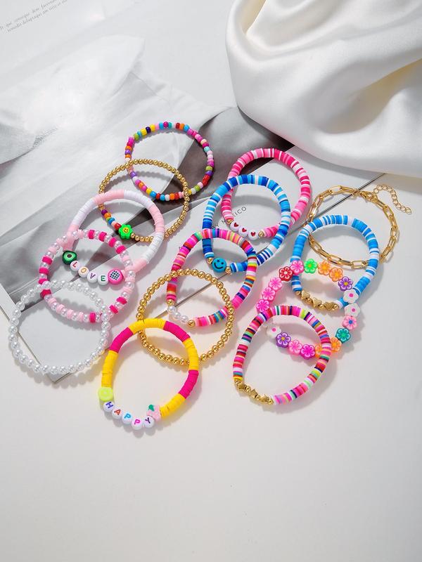 Colorful Boho Style Beaded Bracelet, Fashion Colorful Beaded Bracelet for Women & Girls, 14pcs Fashion Jewelry for Party, Trendy Exquisite Jewelry for Gift