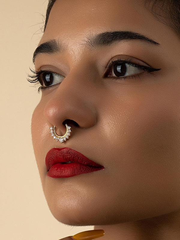 Fashionable Non-pierced Earrings & Nose Rings Set, Cute Rhinestone Decor Earrings & Nose Rings, Body Jewelry for Women & Men, Trendy All-match & Exquisite Jewelry for Birthday Gift