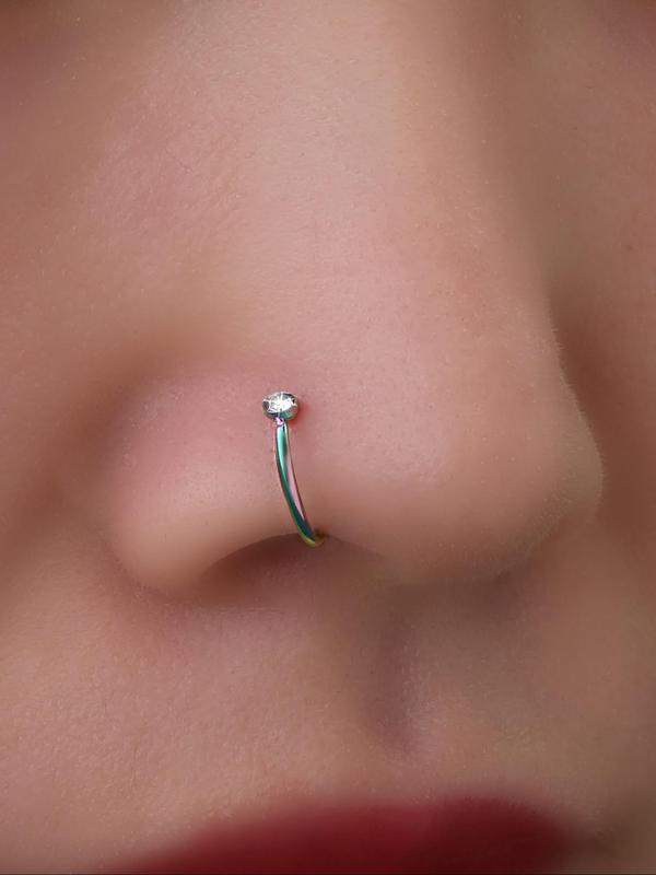 Unisex Elegant Rhinestone Minimalist Nose Ring, Exquisite Trendy Nose Ring, Fashionable Body Jewelry for Daily & Party Decoration