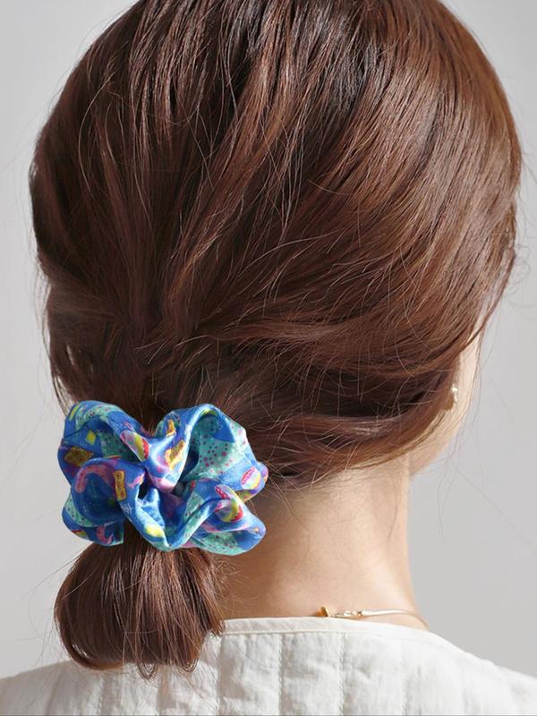 Christmas Themed Ruched Design Hair Ties, Cute Scrunchies for Women & Girls, Minimalist Headwear Suitable for Thick Hair, Fashion Hair Accessories for Party, Daily Decor