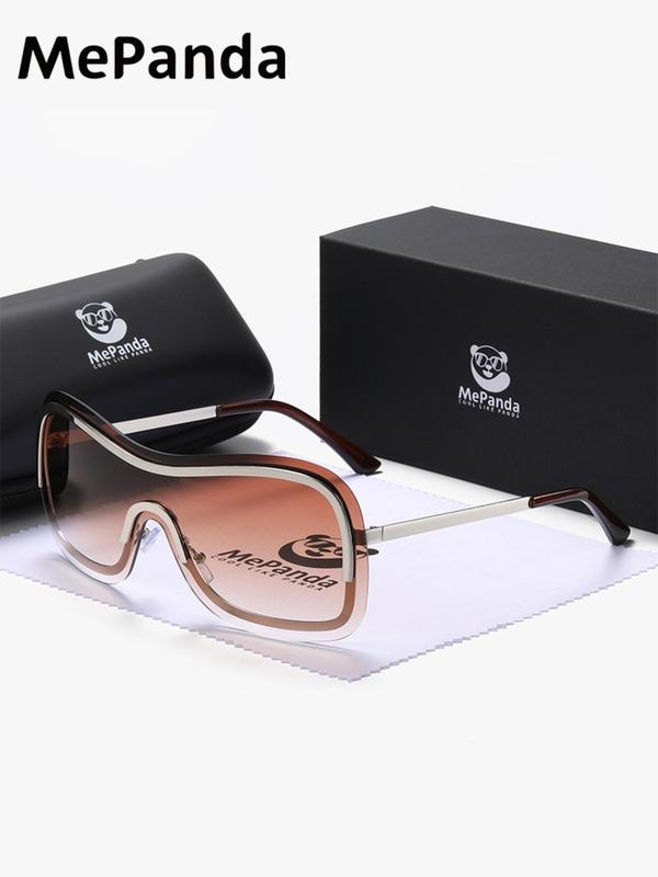 Unisex Street Style Wraparound Frame Sunglasses, Trendy All-match Sunglasses for Everyday Use, Fashion Hip Hop Accessories for Outdoor Activities with Storage Case & Cloth