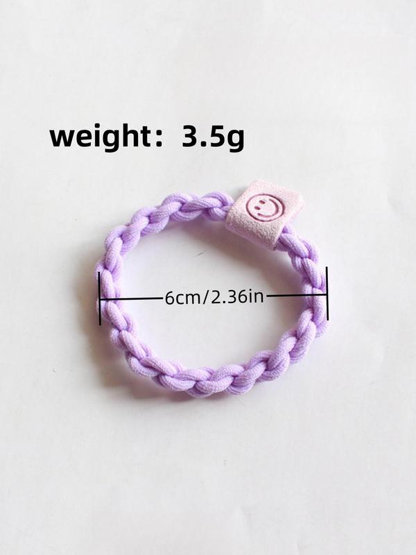 Cute Smile Face Letter label Design Hair Tie, High Stretch Hair Tie, Fashion Hair Accessories for Women & Girls, Minimalist Headwear Suitable for Thick Hair