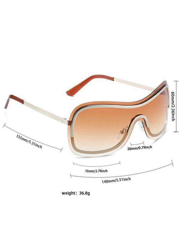 Unisex Street Style Wraparound Frame Sunglasses, Trendy All-match Sunglasses for Everyday Use, Fashion Hip Hop Accessories for Outdoor Activities with Storage Case & Cloth