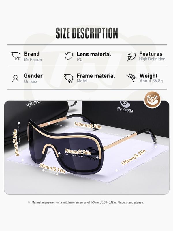 Unisex Street Style Wraparound Frame Sunglasses, Trendy All-match Sunglasses for Everyday Use, Fashion Hip Hop Accessories for Outdoor Activities with Storage Case & Cloth