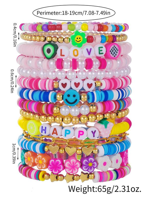 Colorful Boho Style Beaded Bracelet, Fashion Colorful Beaded Bracelet for Women & Girls, 14pcs Fashion Jewelry for Party, Trendy Exquisite Jewelry for Gift