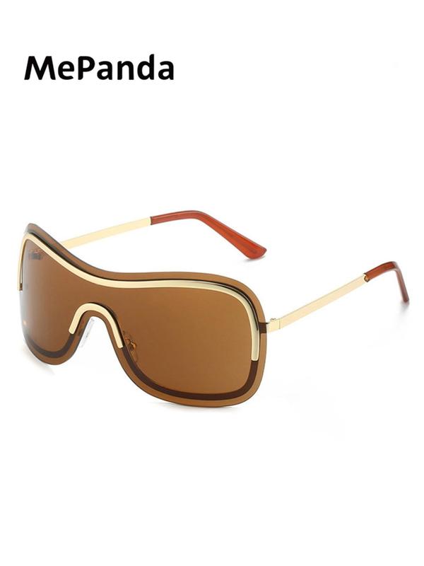 Unisex Street Style Wraparound Frame Sunglasses, Trendy All-match Sunglasses for Everyday Use, Fashion Hip Hop Accessories for Outdoor Activities with Storage Case & Cloth