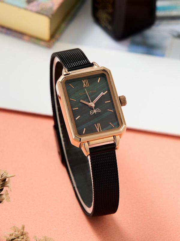 Women's Elegant Rectangle Dial Quartz Watch, Fashionable Wristwatch with Adjustable Strap, Trendy Watch for Daily & Business As Anniversary Gift with Box