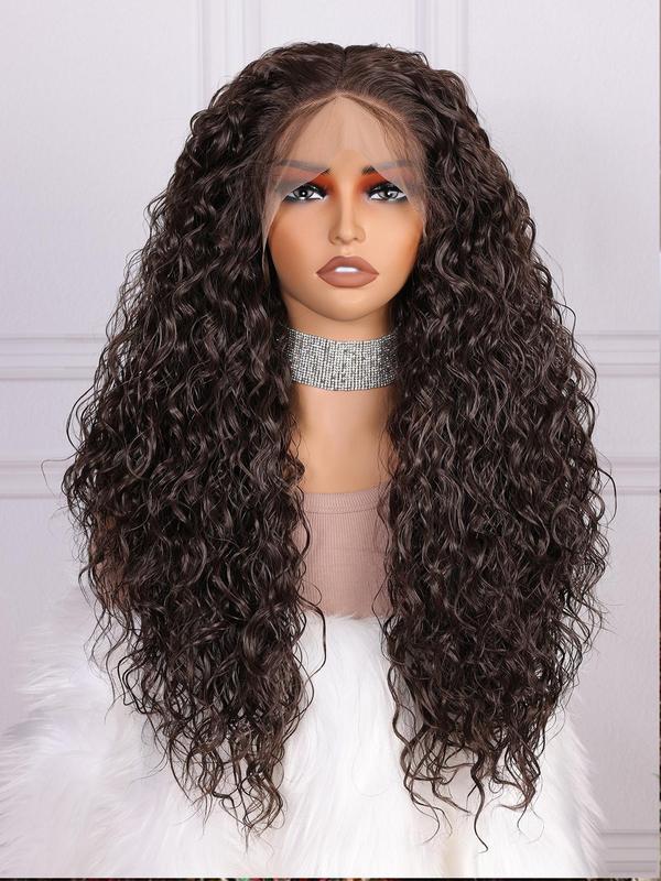 26 Inch Fashionable Plain Color Long Curly Wigs for Women, Gorgeous Fluffy Wigs with Baby Hair Bangs, Synthetic Wigs for Party, Daily Use