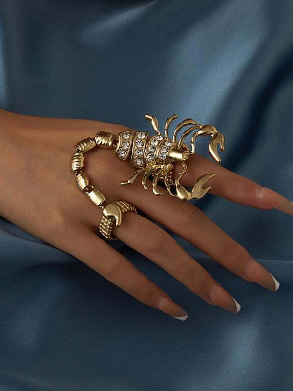 Rhinestone Decorated Scorpion Design Ring, Punk Style Jewelry for Party, Daily Clothing Decor, Trendy All-match & Exquisite Jewelry for Birthday Gift
